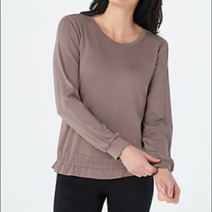 NEW Anybody Textured Knit Long Sleeve Top Taupe